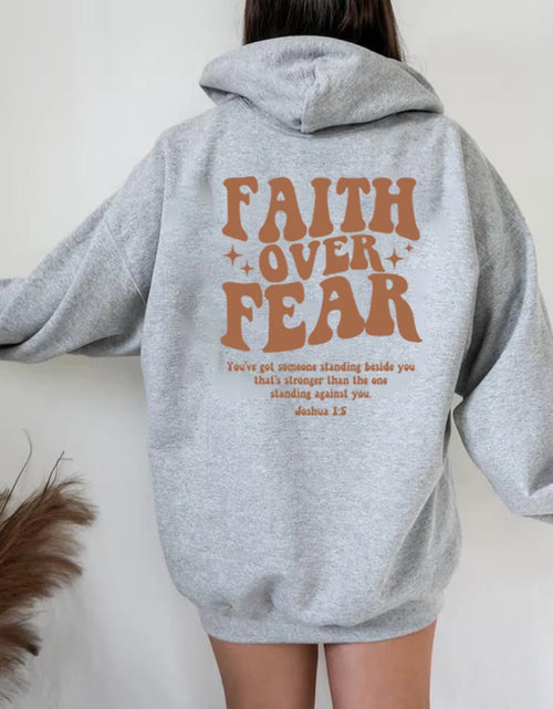 Load image into Gallery viewer, Faith over Fear Hoodie Christian Sweatshirt Trendy Faith Shirt Cute Religious Hooded Preppy Women Christian Sweater Hoodies
