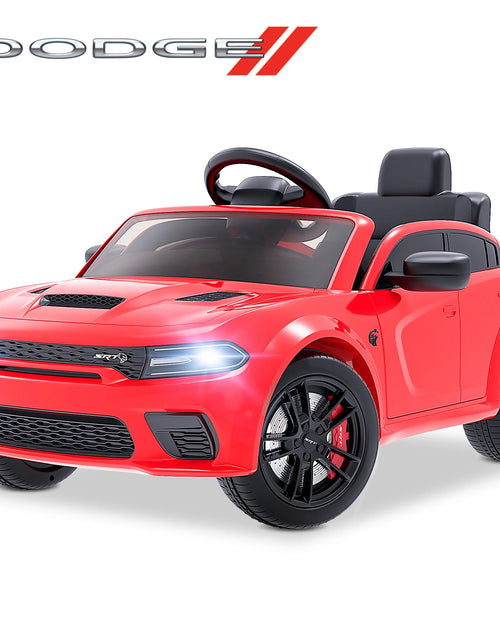 Load image into Gallery viewer, Dodge Electric Ride on Cars for Kids, 12V Licensed Dodge Charger SRT Powered Ride on Toys Cars with Parent Remote Control, Electric Car for Girls 3-5 W/Music Player/Led Headlights/Safety Belt, White
