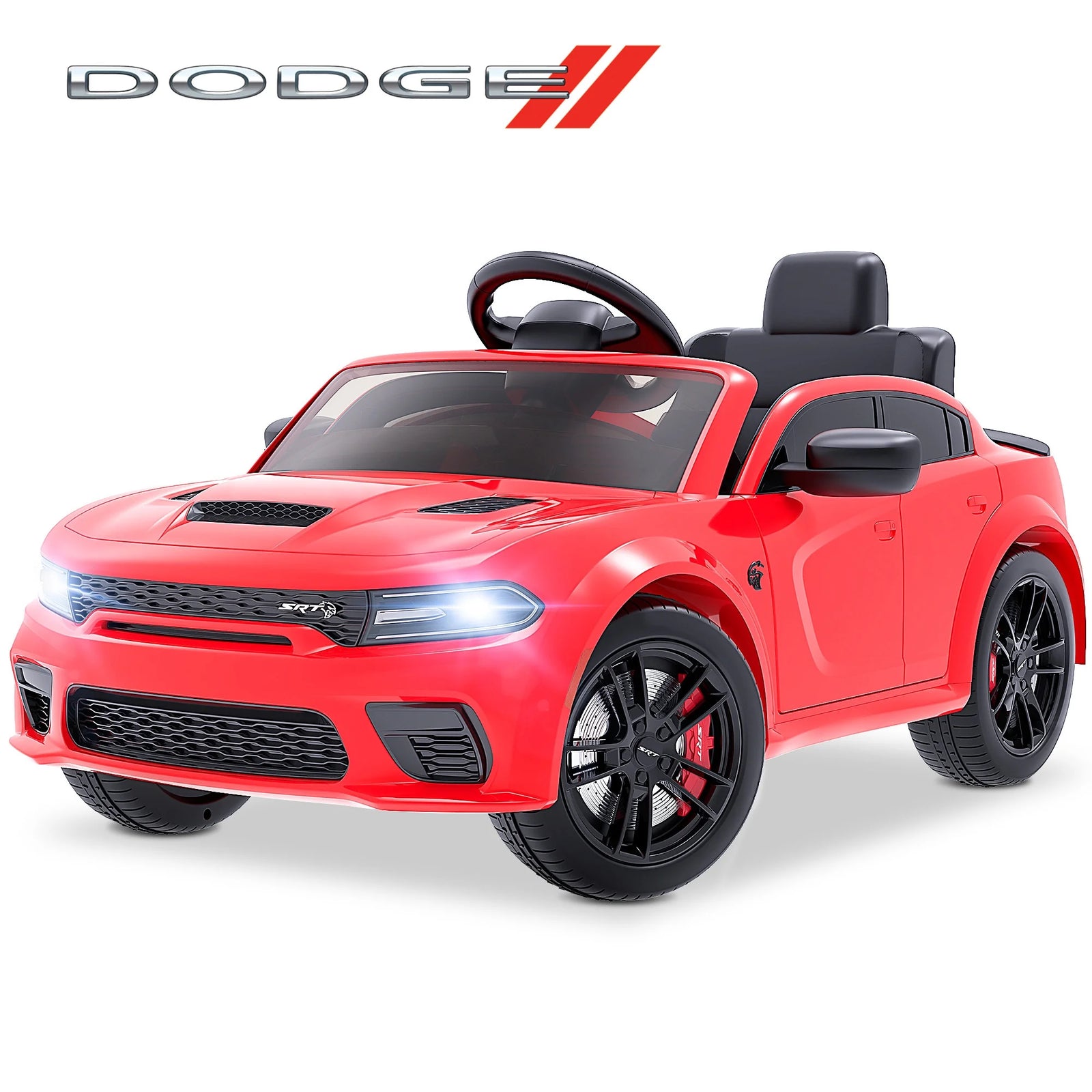 Dodge Electric Ride on Cars for Kids, 12V Licensed Dodge Charger SRT Powered Ride on Toys Cars with Parent Remote Control, Electric Car for Girls 3-5 W/Music Player/Led Headlights/Safety Belt, White