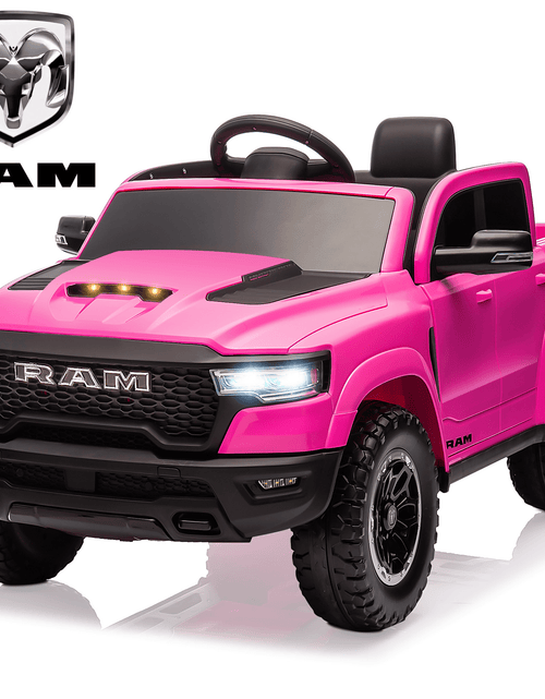 Load image into Gallery viewer, RAM Ride on Car, 12V Powered Ride on Toy with Remote Control, 4 Wheel Suspension, 5 Point Safety Belt, MP3 Player, Bluetooth, LED Lights, Electric Cars for 3-8 Years Boys Girls
