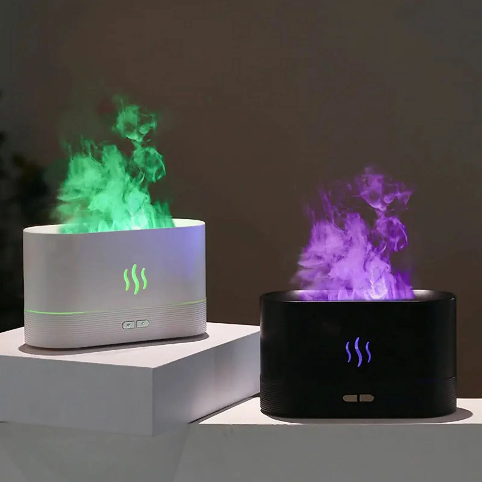 Ultrasonic Humidifier with 7 Colors Flame Lights,Essential Oil Diffuser,White