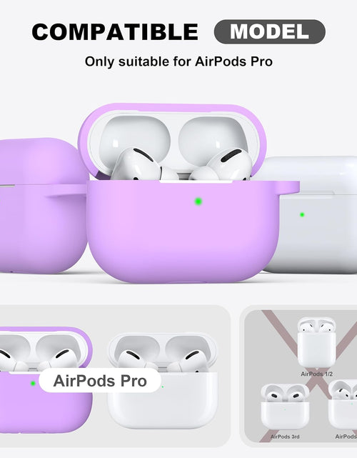 Load image into Gallery viewer, Airpods Pro Case Cover with Keychain, Full Protective Silicone Skin Accessories for Women Girl with Apple 2019 Latest Airpods Pro Case, Front LED Visible-Lavender
